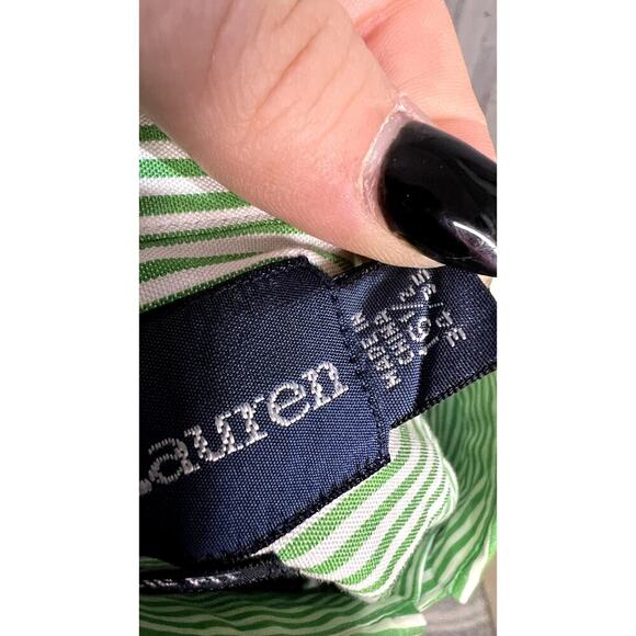 Ralph Lauren‎ Men's 16.5 Green Striped Long Sleeve Button-Up Shirt - Picture 5 of 5